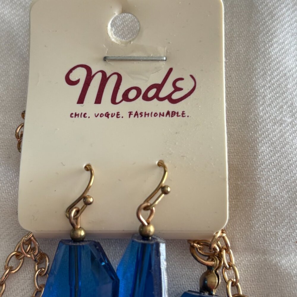 Mode Blue Multi-Strand Statement Necklace & Matching Earrings Set NWT - Picture 4 of 4